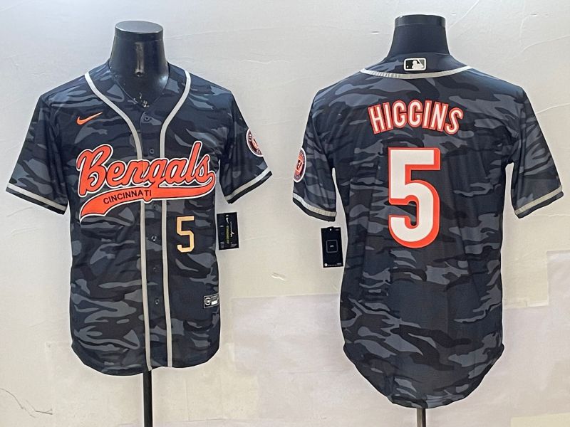 Men Cincinnati Bengals #5 Hiccins Camo Joint Name 2025 Nike Limited NFL Jersey style 2